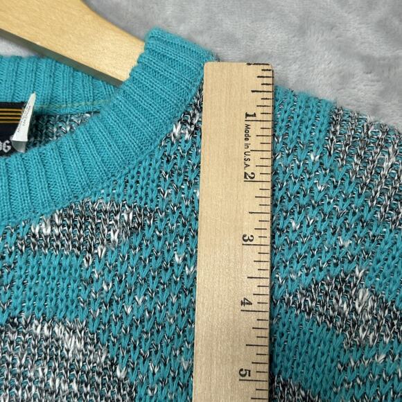 Vintage London Fog Sweater Mens Medium Blue Gray Geometric Knit Pullover USA 80s - Picture 8 of 9